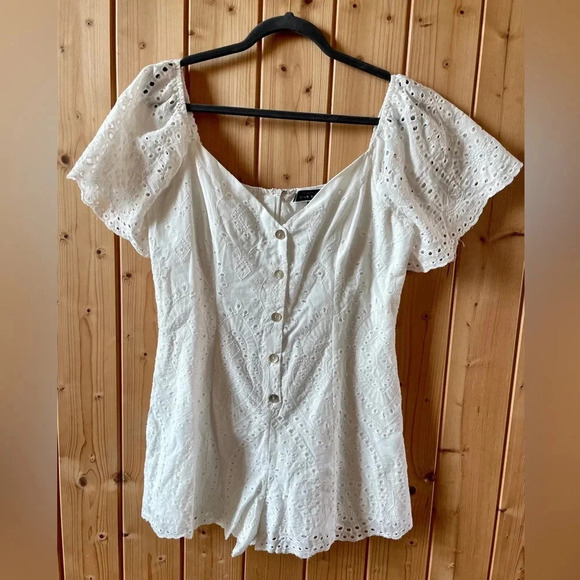 Blue Blush Pants - Blue Blush Lace Romper- Size L